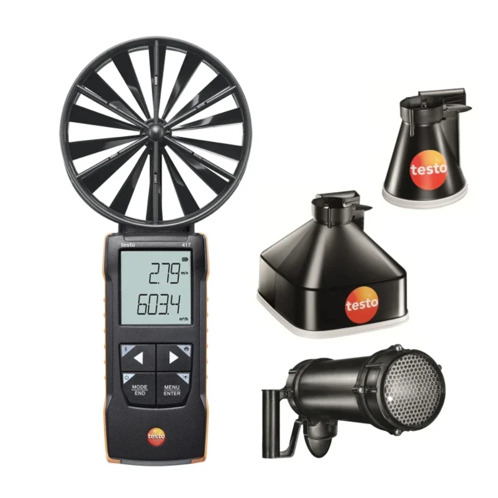 Testo 417 Kit 2  Vane Anemometer With Measuring Funnels and Flow Straightener