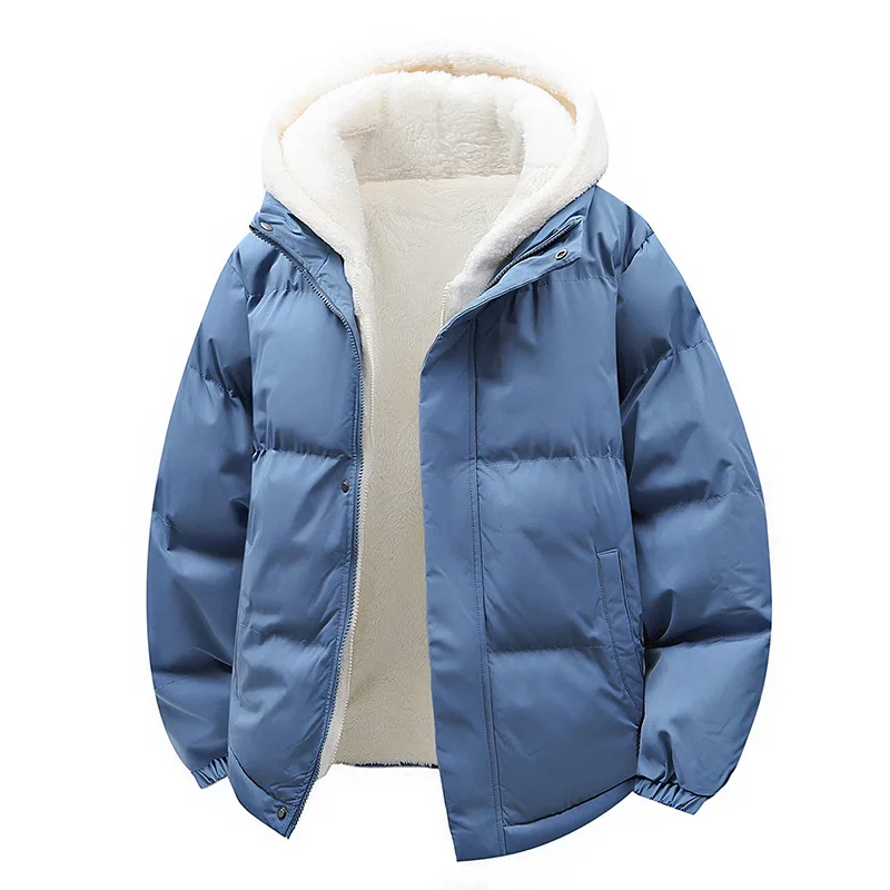 مقنعين الرجال سترة قطن 2025 شتاء دافئ صوف مبطن الخبز نمط معطف زوجين ملابس خارجية غير رسمية ألياف البوليستر