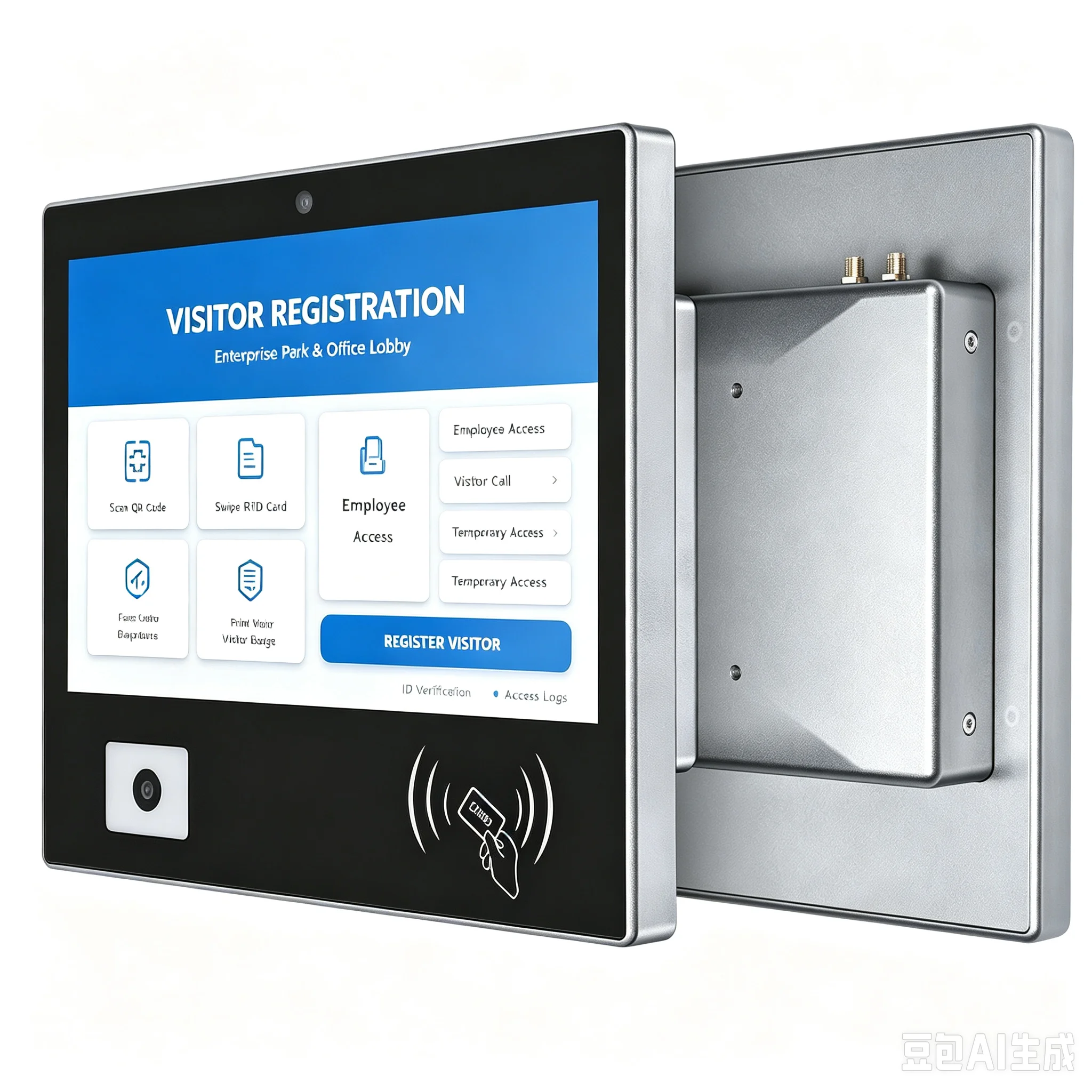 10.1 Inch Wall Mount Industrial Touch Panel with RFID QR Reader for Visitor Management Kiosk Face Card Access Control  Terminal