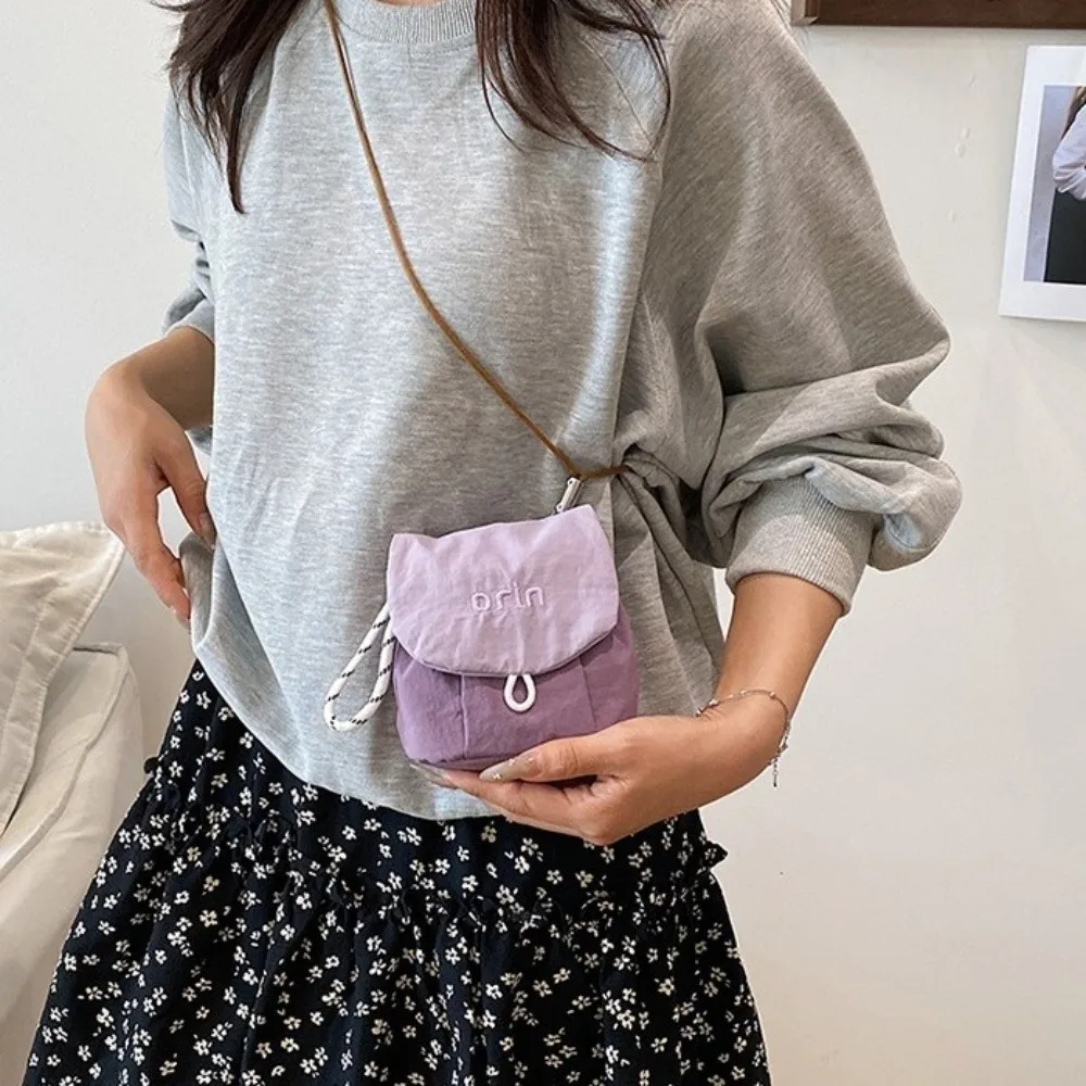 

Sweet Cloth Neck Hanging Bag Flip Mini Children Coin Purse Korean Style Contrast Color Small Item Bag Girl