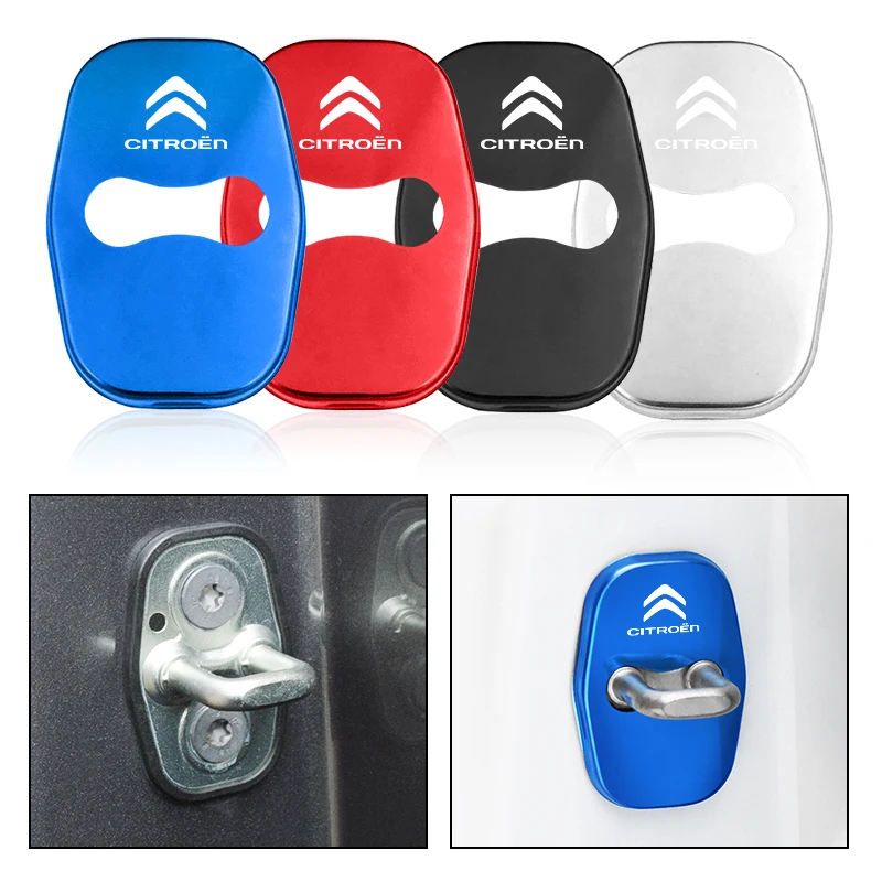 4Pcs Car Door Lock Metal Protective Cover Anti Rust Stickers For Citroen C4 C3 C5 C1 C2 Berlingo Picasso Saxo DS3 Jumpy C-Elysee