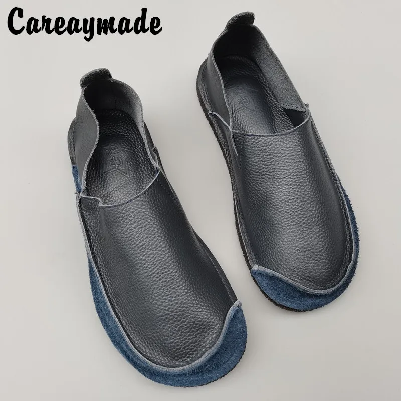 Careaymade-Genuine leather,Pure handmade shoes,flat soft sole single shoes,women\'s lightweight non slip casual big size man shoe