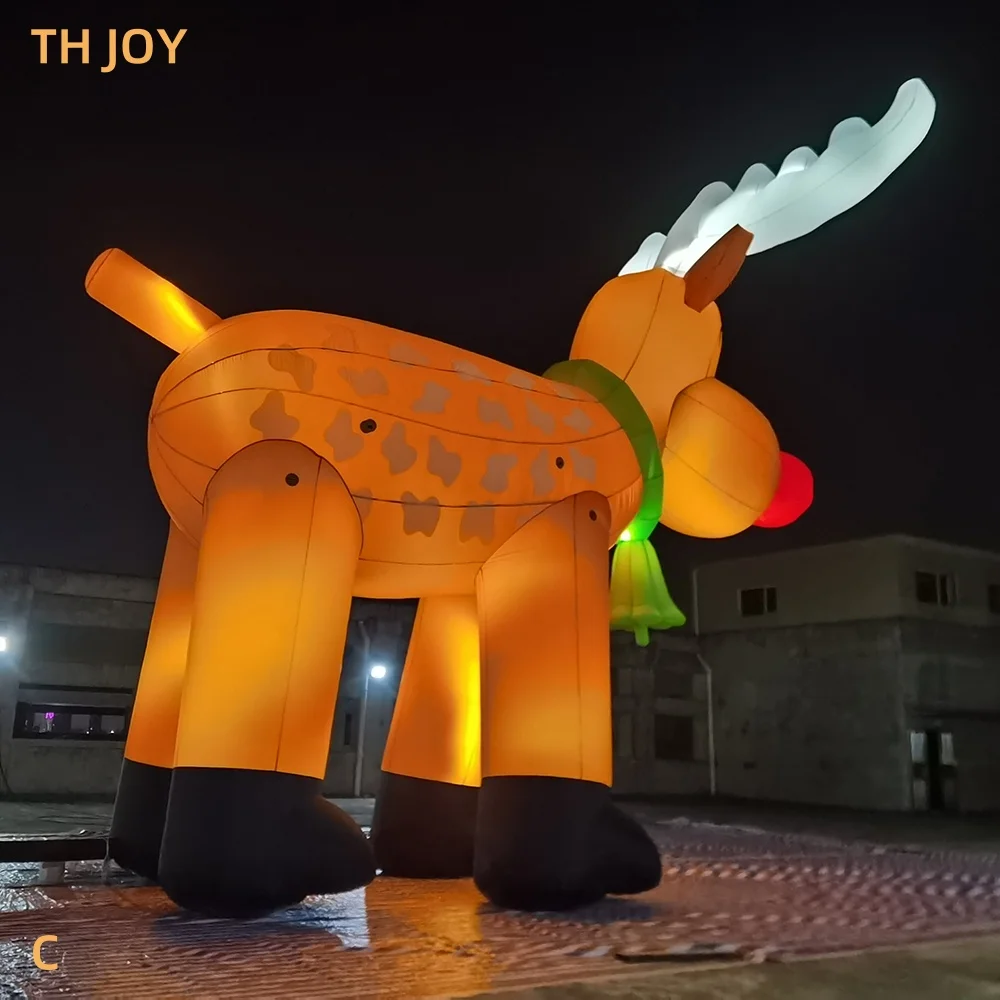 fast air ship to door,2025 Christamas party decoration inflatable reindeer, outdoor lighted inflatable Santa Claus reindeer