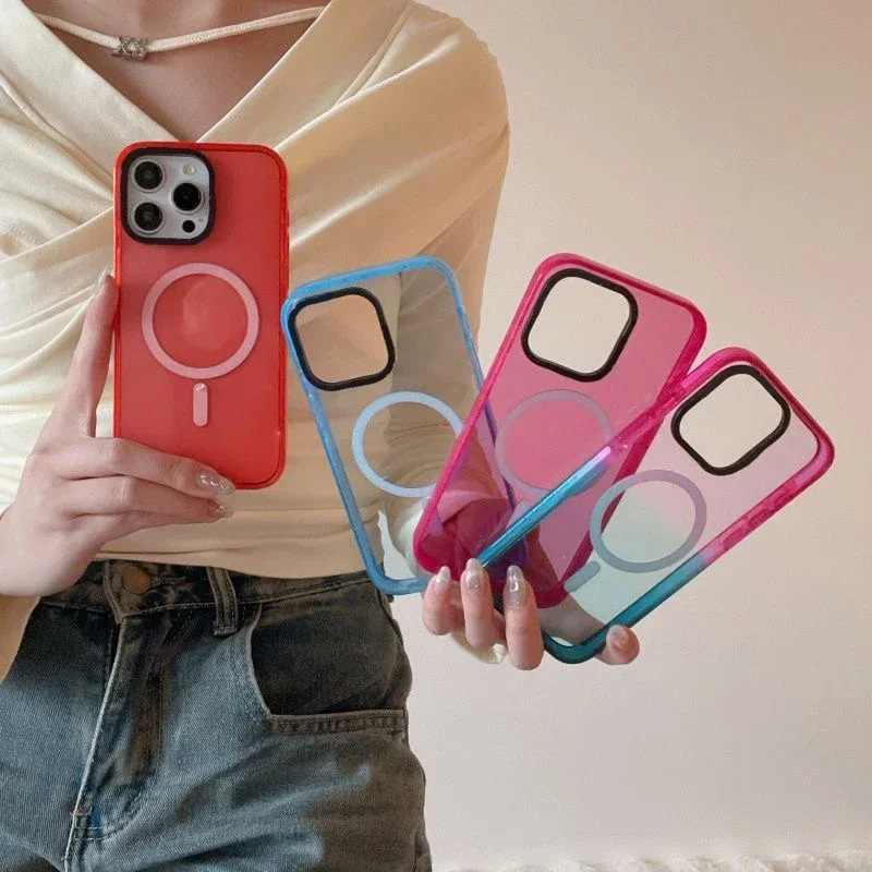 2.5 Acrylic Colorful Border Magnetic Phone Case Cover for IPhone 12 13 14 15 Pro Max Case