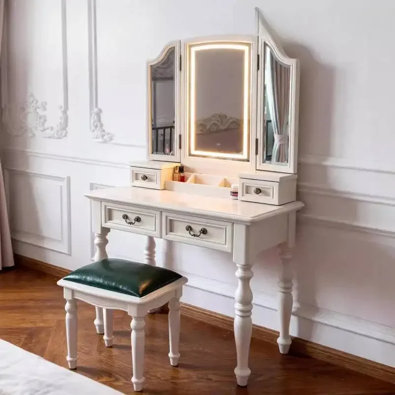 

Vintage Simple Vanity Table Dest European Huge Saving Glass Dressing Table Drawer Mirror Makeup Tafel Furnitures For Bedroom