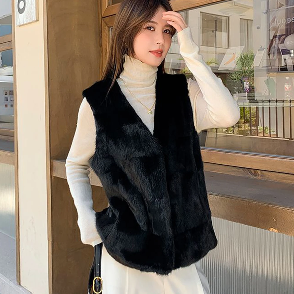 

Жилет из натурального норкового меха, женское пальто без рукавов, норковая куртка, толстый теплый жилет из натурального меха