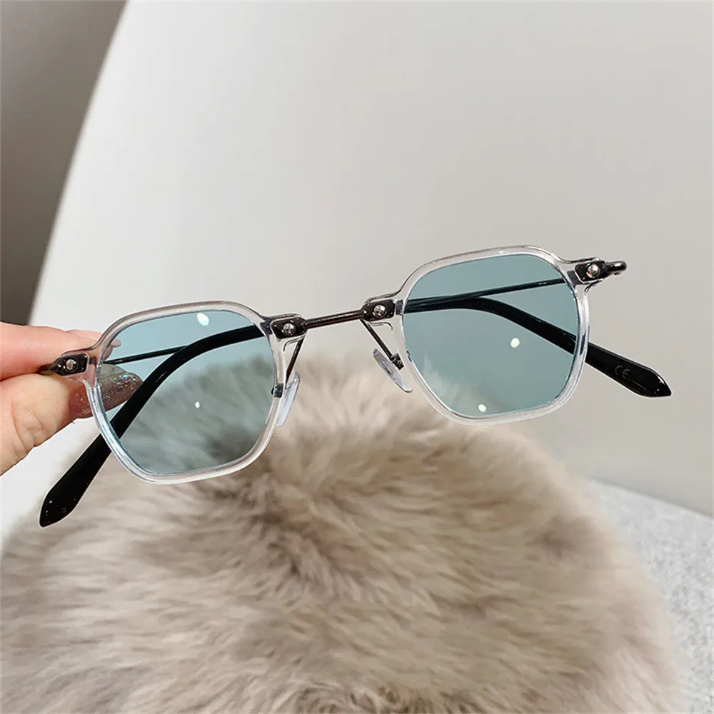 New Unisex Rectangle Vintage Sunglasses Metal Literary  Classic Streetwear Eyeglasses Lady Cat Eye Casual Goggles