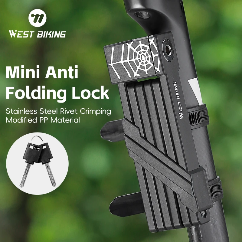 WEST BIKING Portable Bicycle Lock Foldable Bike MTB Road Fold Lock High Security Anti-Theft Scooter E-Bike Cycling Accessories