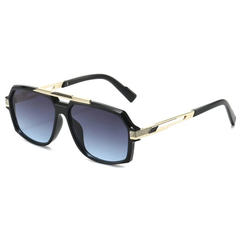 1 Pair of Men's T Transparent Frame Gray European and American Fashion Double Beam Cut Edge Metal Classic Pilot Sunglasses image 3