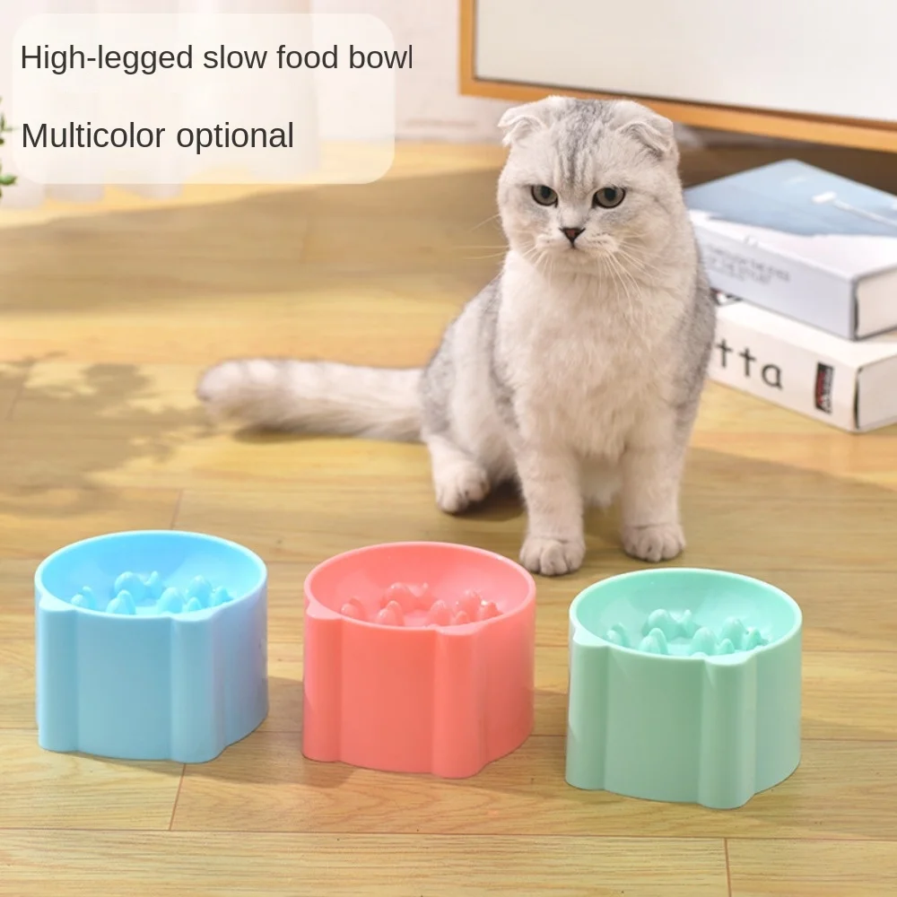 Pet High Foot Anti Choking Bowl Cat Basin Neck Protection Cat Food Bowl Rice Bowl Slow Food Anti Choking Pet Bowl