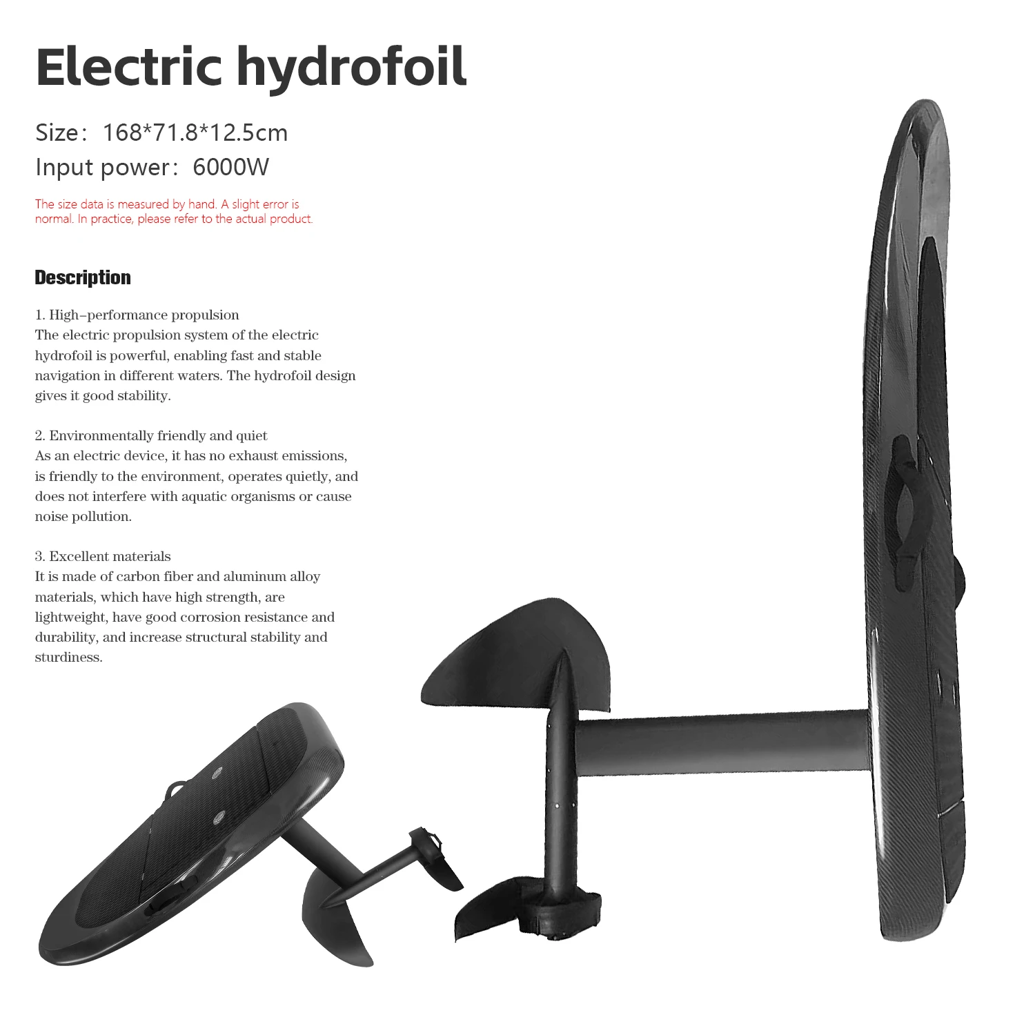 لوح ركوب الأمواج المحلق 6000 وات مع محرك ركوب الأمواج شراعيًا عالي الطاقة بقدرة 58 فولت 40 أمبير في الساعة 45 كم/ساعة