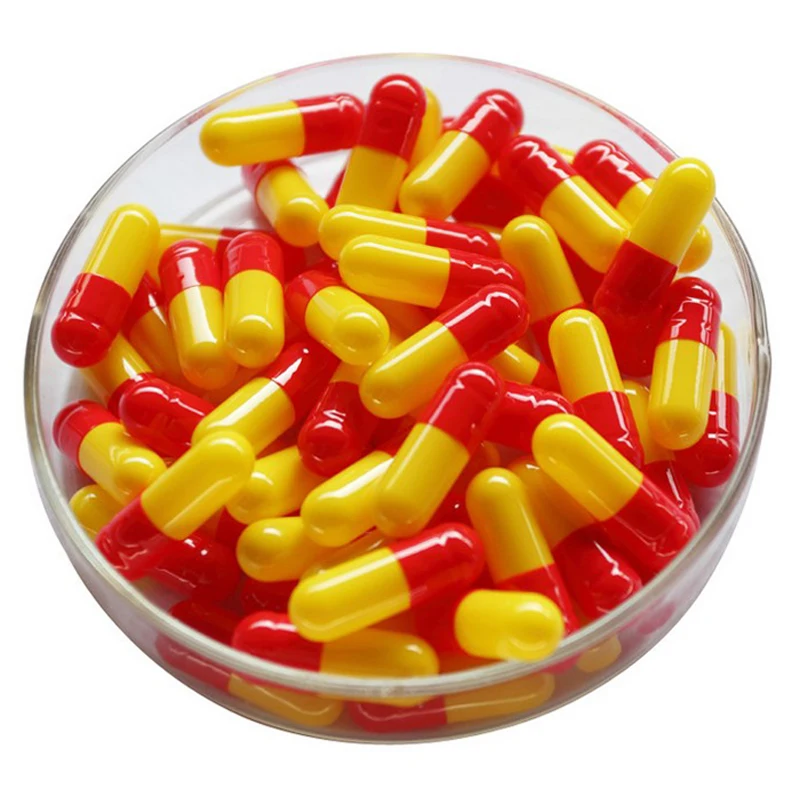 

(10,000pcs/pack) separated 0# red/yellow capsule medicine packaging gelatine capsule empty capsule