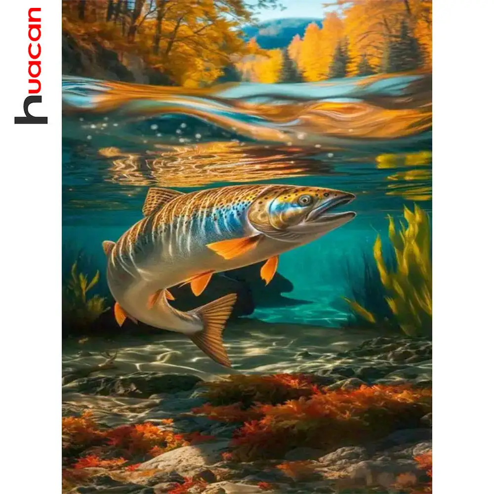 Huacan 2025, neue Kollektion, Diamant-Gemälde, Delphin, Himmel, Diamant-Stickerei, Meer, Sonnenuntergang, Mosaik, Kunst, Dekoration, Gemälde