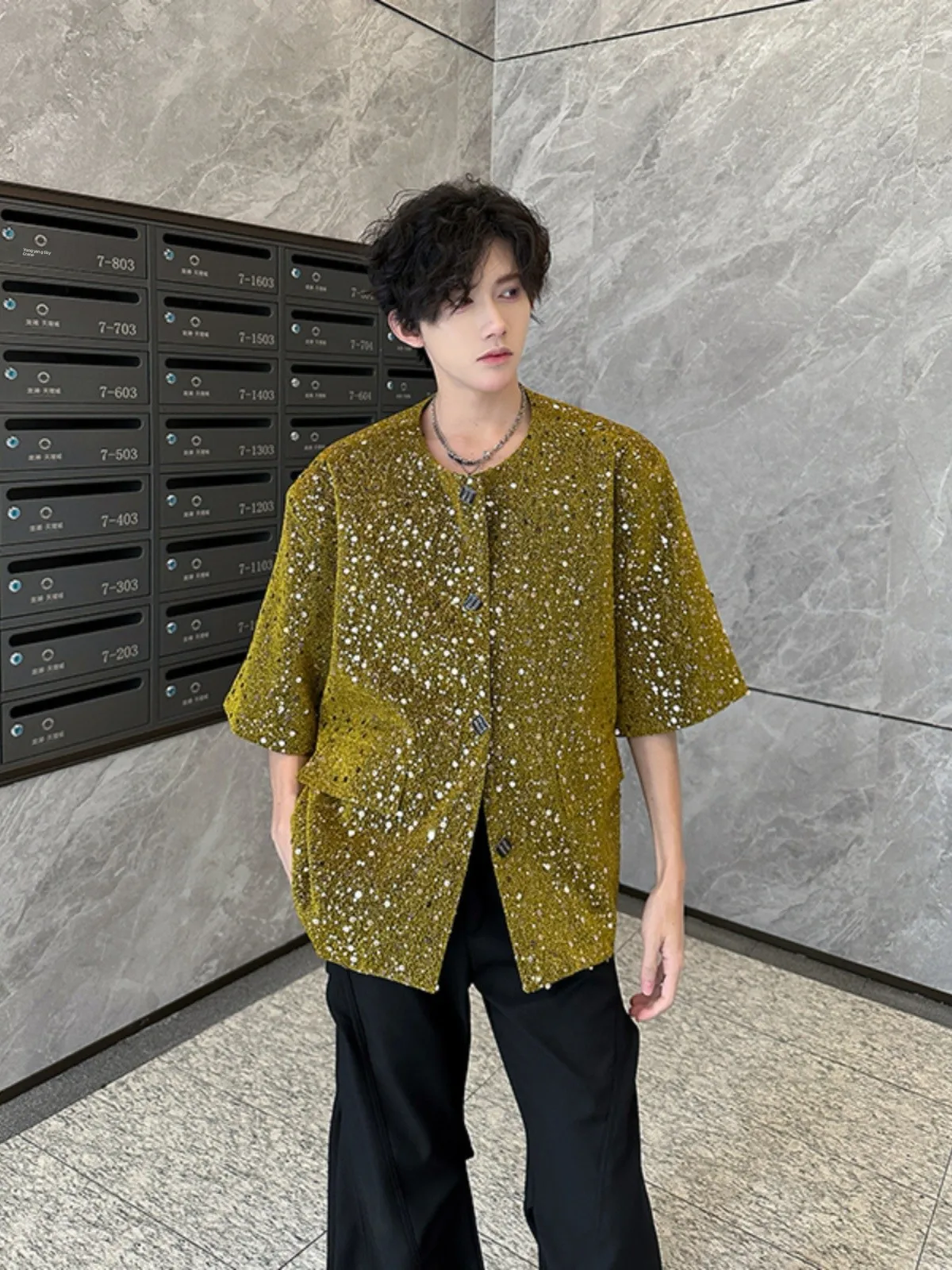 

Светоотражающая куртка с пайетками для сценических выступлений, приталенная, не требующая глажки, простая, для молодежи