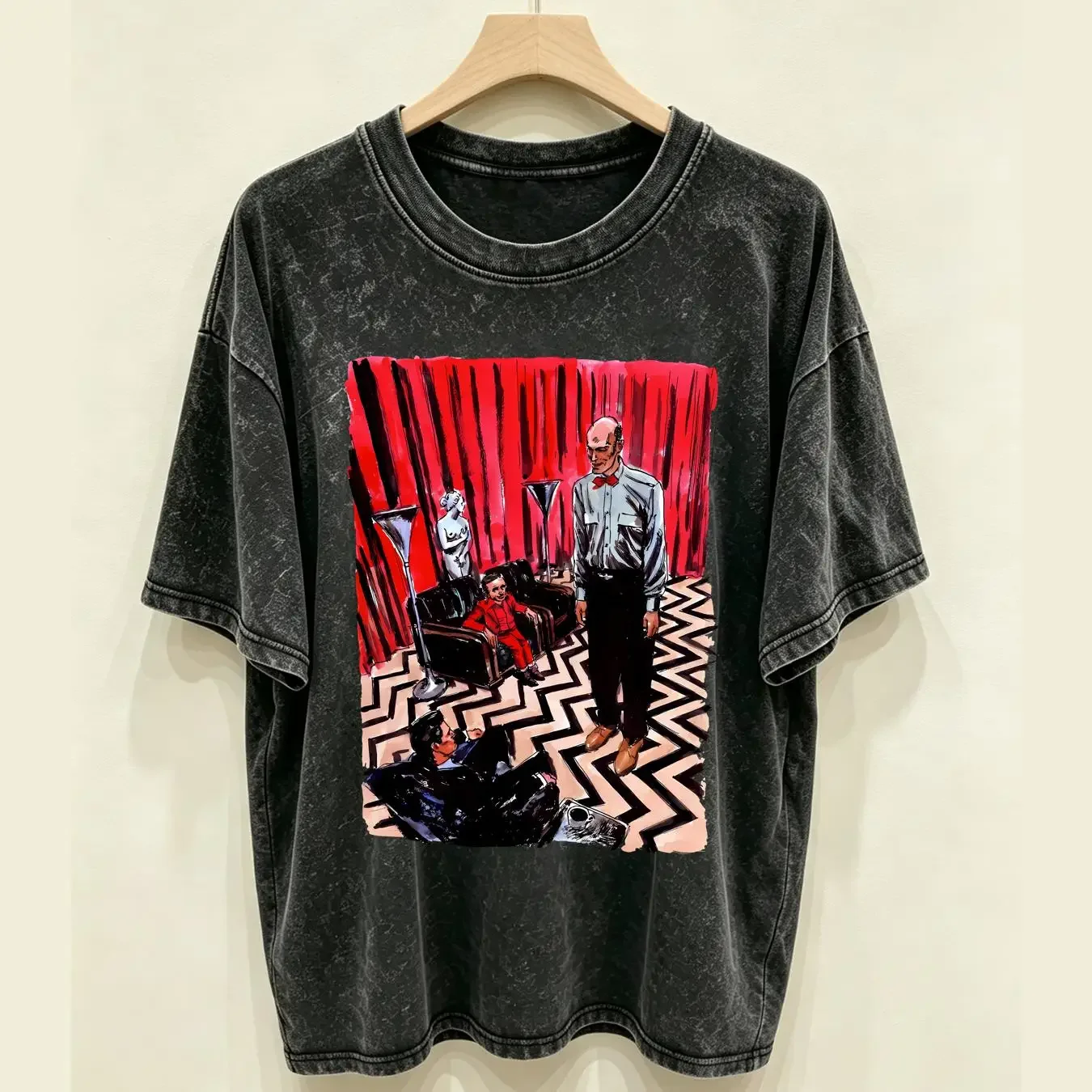 washed T Shirt Twin Peaks vintage Washed Comfortable Top For Everyday Wear Slightly Unisex Soft Breathable Versatile Casual