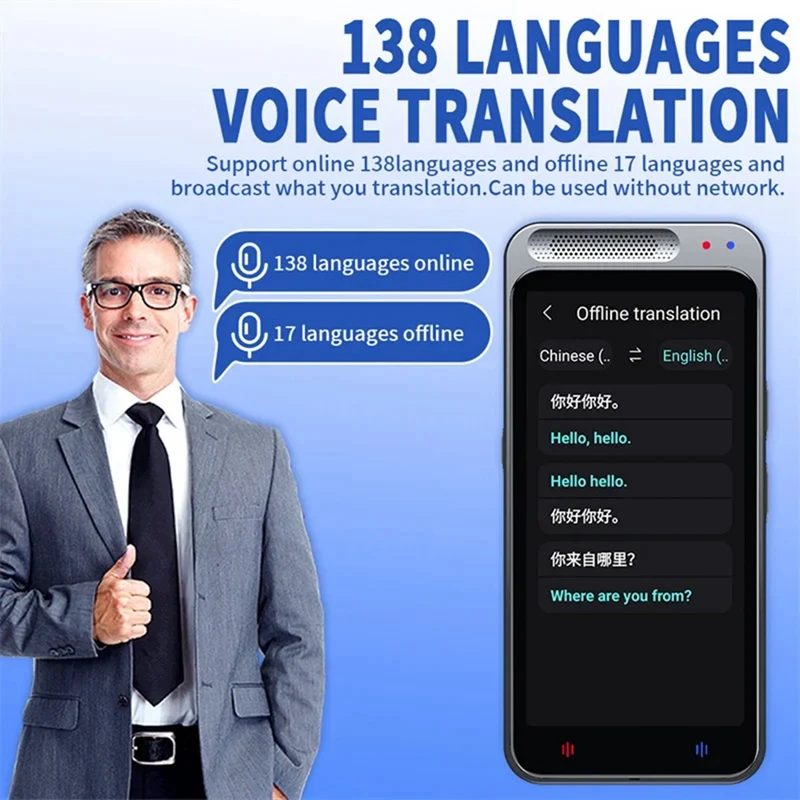 New Z6 AI Intelligent Voice Translator 138 Languages Simultaneous Translation Translator Photo Translation Durable