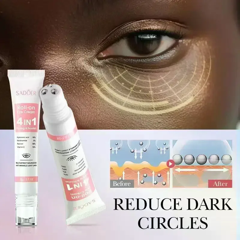 1pc Sadoer 4in1 Roll-on Eye Cream Moisturizing Anti Dark Circles Eye Bags Firming Nourishing Eye Serum Beauty Skin Care