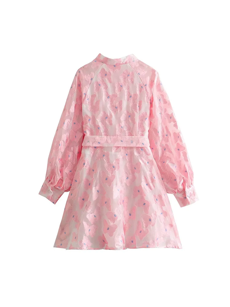 Nuovi abiti da donna in stile europeo, alla moda, versatili, eleganti, semplici e dolci, abito camicia con scollo tondo e papillon.