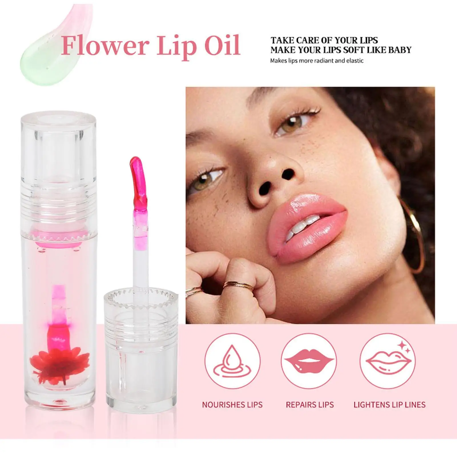 Kleur Veranderende Lipgloss Olie-0.13Oz Diep Hydraterende Bloem Lip Olie Voor Droogte Reparatie En Verwijdering Van Dode Huid