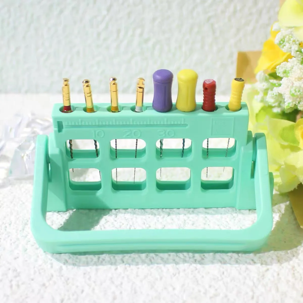 8Holes Autoclavable Dental Endo File Holder with Scale Dental Root Canal Files Stand Organizer Dentistry Clinic Supplies