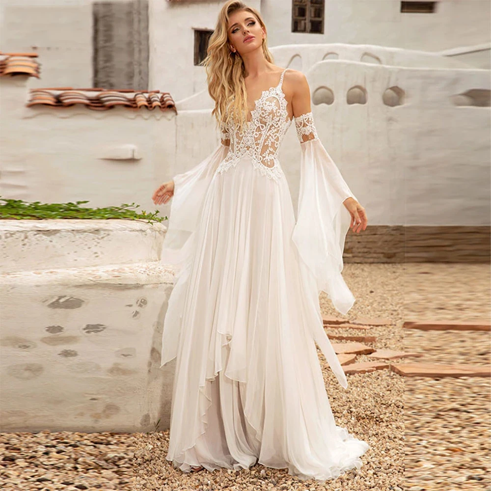 Bohemian Wedding Dresses Women's Sexy Off Shoulder A-Line Princess Bridal Gowns Formal Beach Party Robe Vestidos De Novia 2023