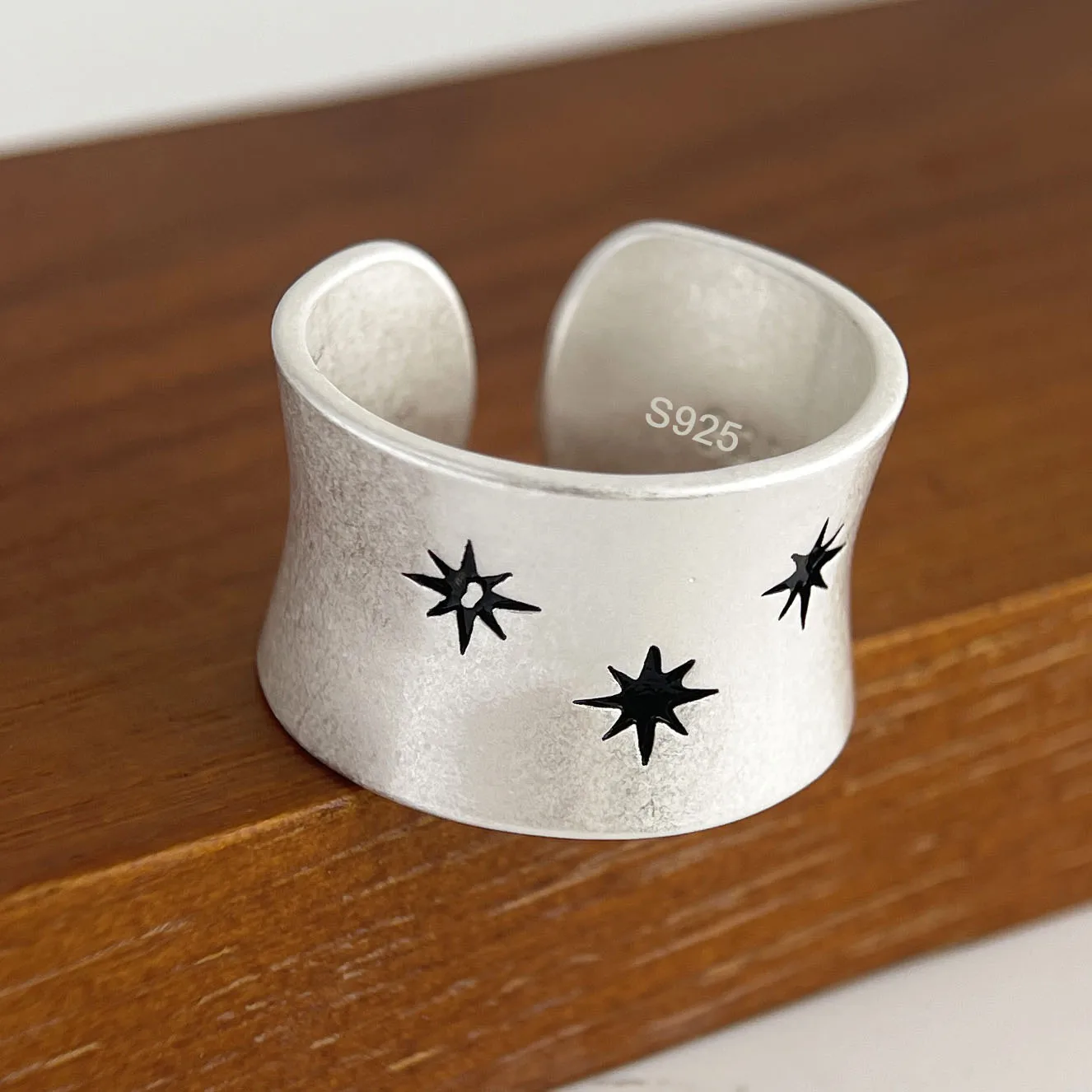

Кольца из стерлингового серебра 925 пробы для женщин, пара, минималистичный ручной работы, простое широкое кольцо со звездами CZ, ювелирные изделия, подарок, предотвращение аллергии