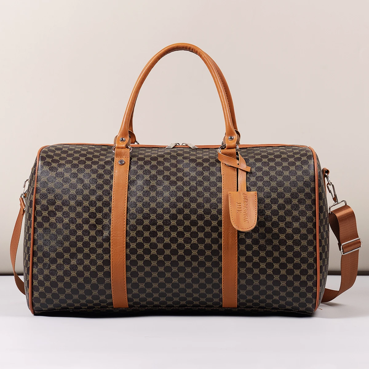 

Mature and Elegant Patterned Dark-Colored Travel Bag, Sturdy and Durable with Smooth Zipper, Large Capacity for Carrying Suits, Clothes, Documents, Laptops, Shoes, Single Shoulder Crossbody with Dual Handles, Easy to Carry, Suitable for All Seasons, Fashi