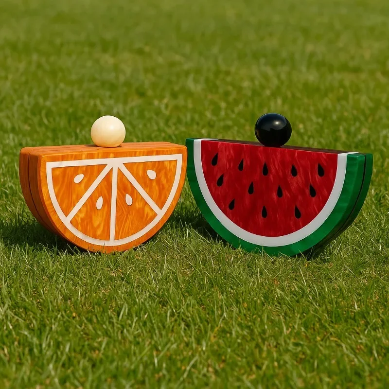 Trendy Watermelon Orange Shaped Acrylic Evening Clutch Cute Fruit Packet Chain Shoulder Bag 2025 Women's New Banquet Bag