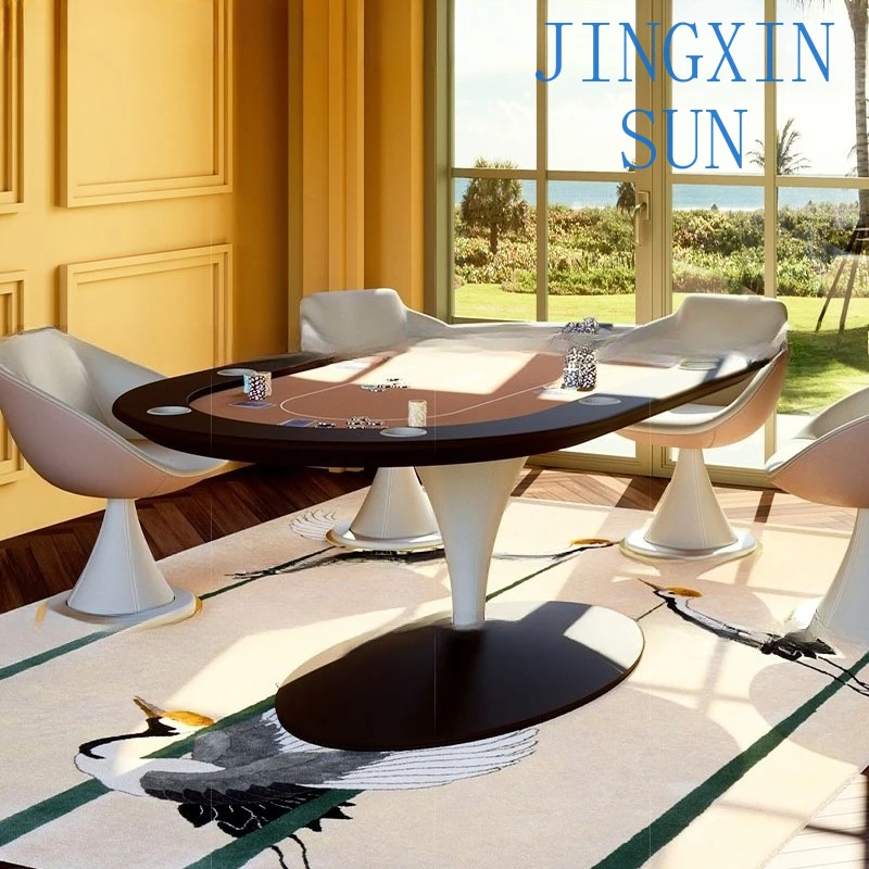 Poker table chess and card table solid wood modern creative multiplayer leisure club flannel game table household