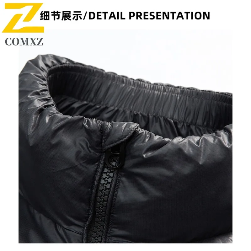 COMXZ Men Puffer Jacket 2025 Unisex Versatile Ski Street Lightweight Loose Travel Cotton-Padded Jacket Warm Snow Winter Jacket