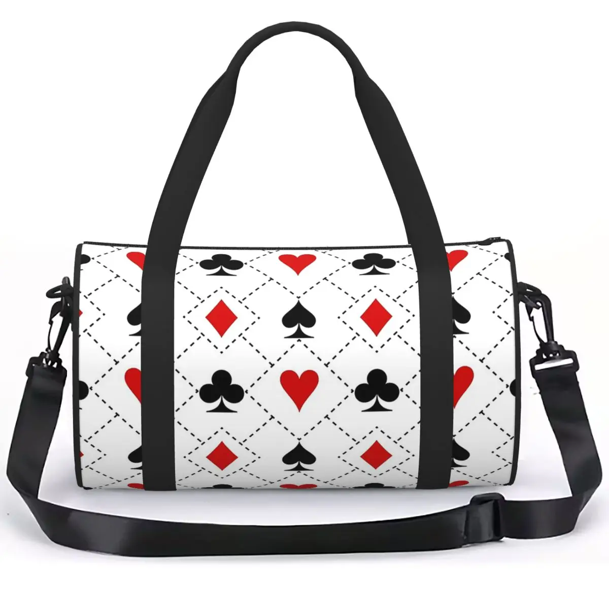 Playing Cards Suit Symbols Pattern Luggage Bag Large Capacity Duffle Tote Bag Handbags Gym Bags Fitness Bag for Boys Girls