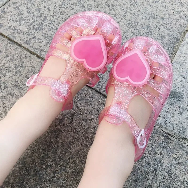 Gingletin glaglinche Fashion Girl Sandals Summer New Heart Shaped Jelly Kid Shoes Cute Casual Shoe antiscivolo Beach Shoe Girl Shoe sandali da donna