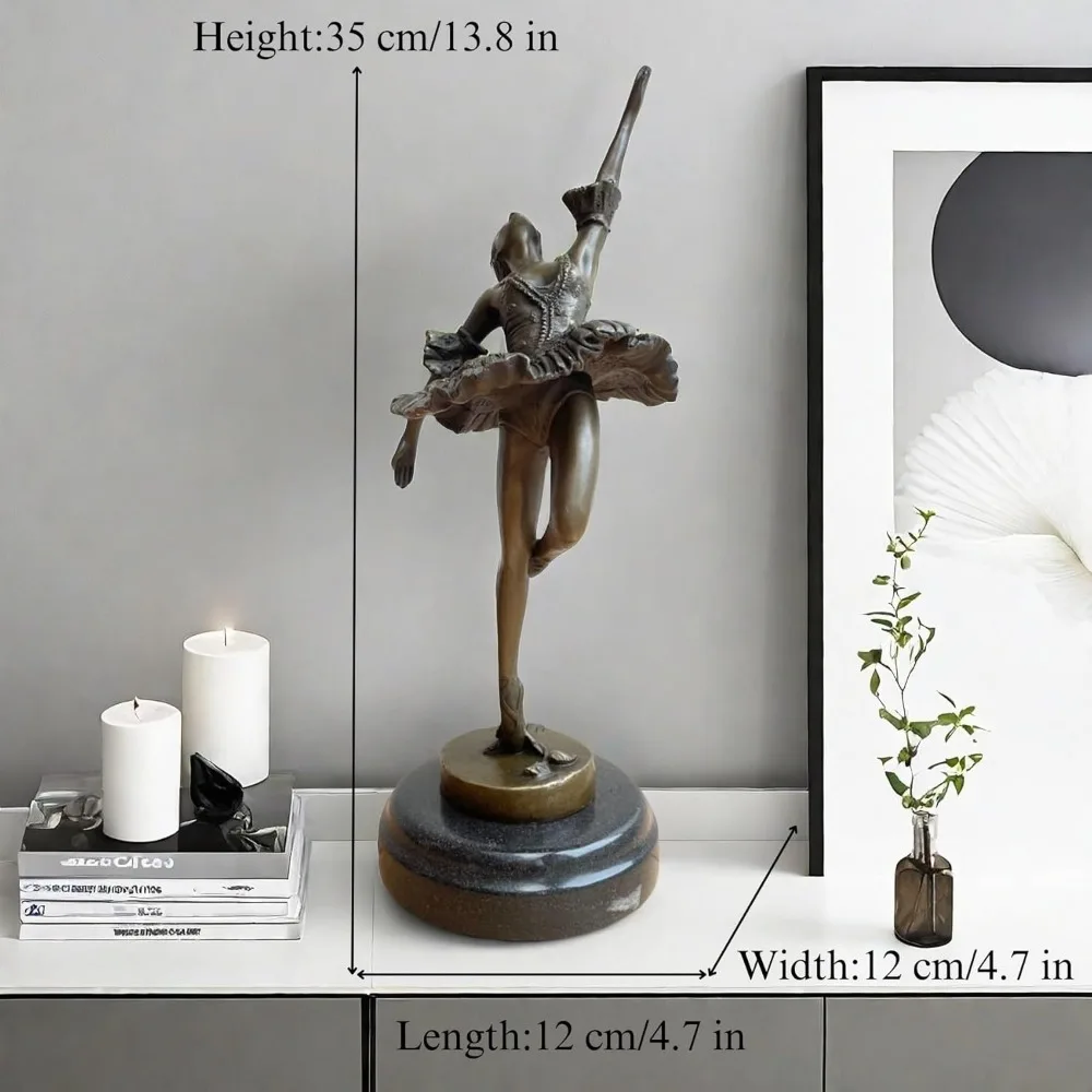 Bronze Ballet Dancer Classical Dance Sculpture - An Elegant 13.8-inch Ballet Dancer Statue for Home and Artistic Decoration