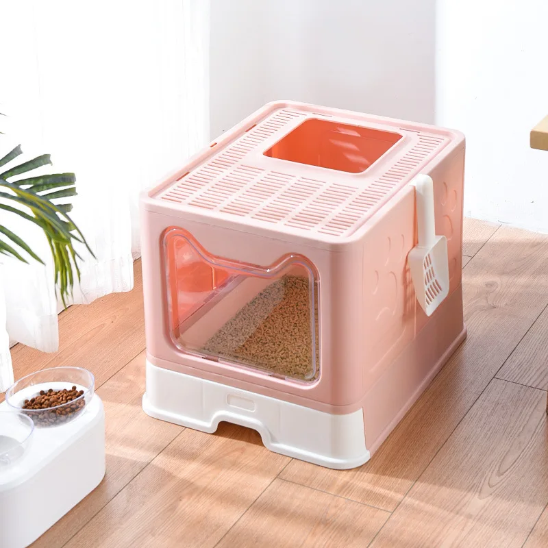 Pet Store Cat Litter Box Closed Drawer Type Folding Cat Litter Box Large Splash-proof Top-entry Pet Toilet