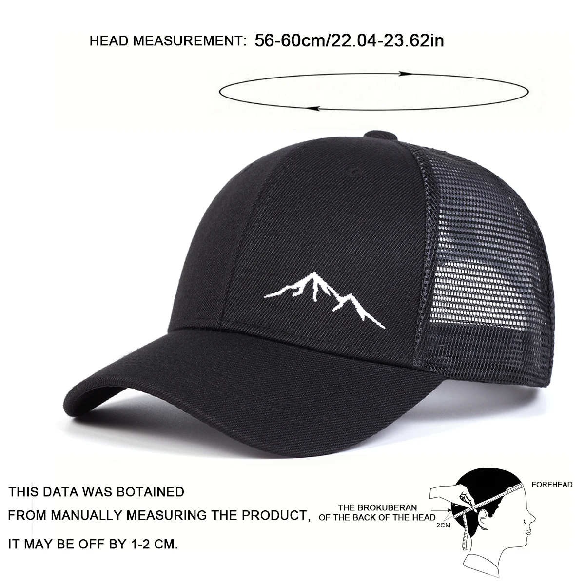 Unisex Minimalist Mountain Embroidery Baseball Net Caps Spring and Summer Outdoor Adjustable Casual Hats Sunscreen Hat