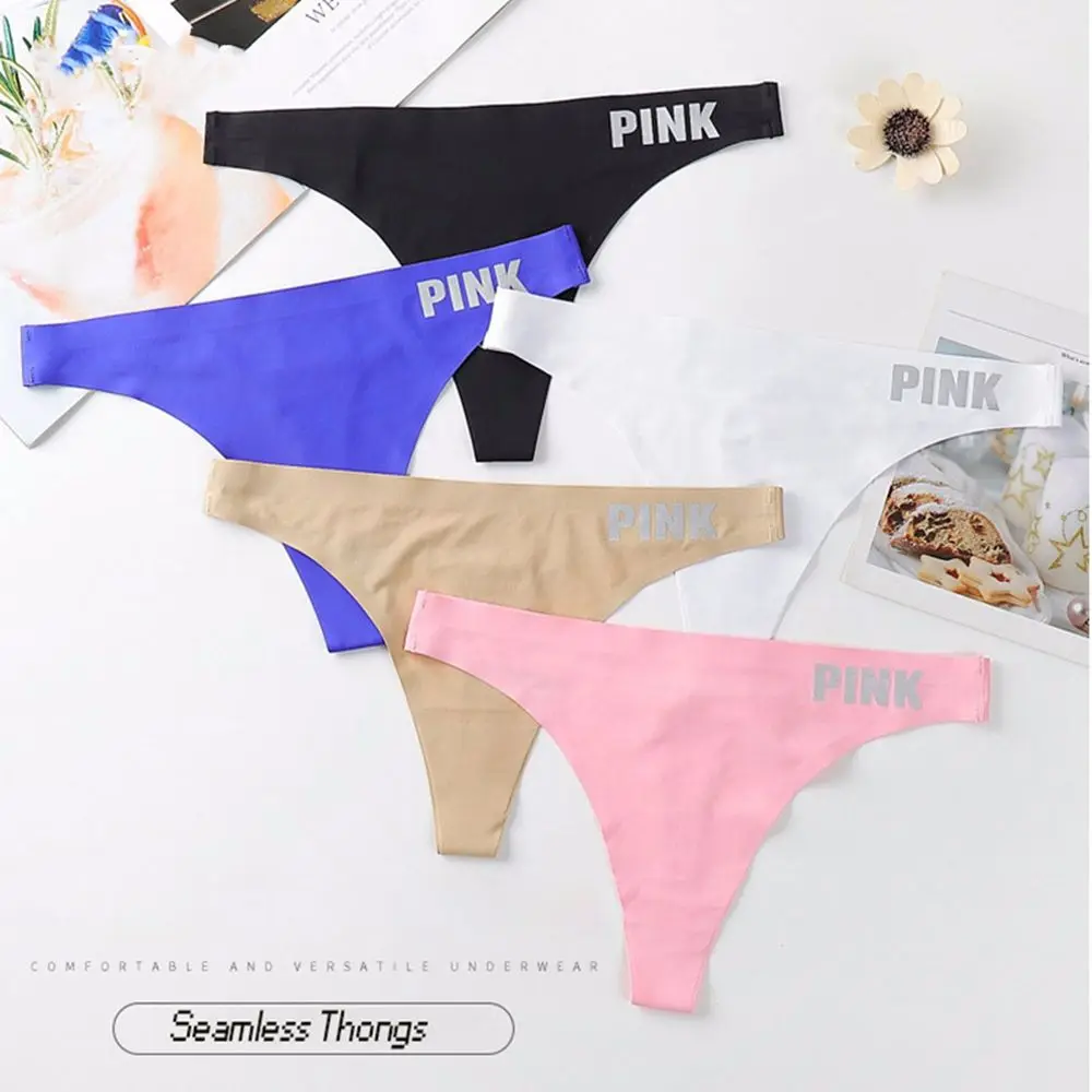 Soft Korean Cotton Crotch Nylon Low-Waist Girl Sports Thong Women Intimates Letter Seamless Briefs Ice Silk Panties