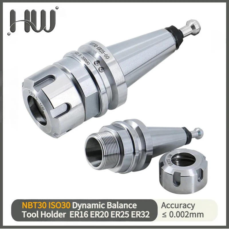 NBT30 ISO30 Dynamic Balance Tool Holder + ER16 ER20 ER25 ER32 Nut + Length 45 60 70 100 For CNC Machine Center ATC Spindle
