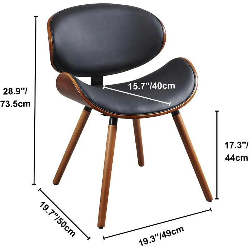 Carrie Juego de 2 sillas de comedor modernas de mediados de siglo con respaldo de nogal y patas de madera para cocina y sala de estar