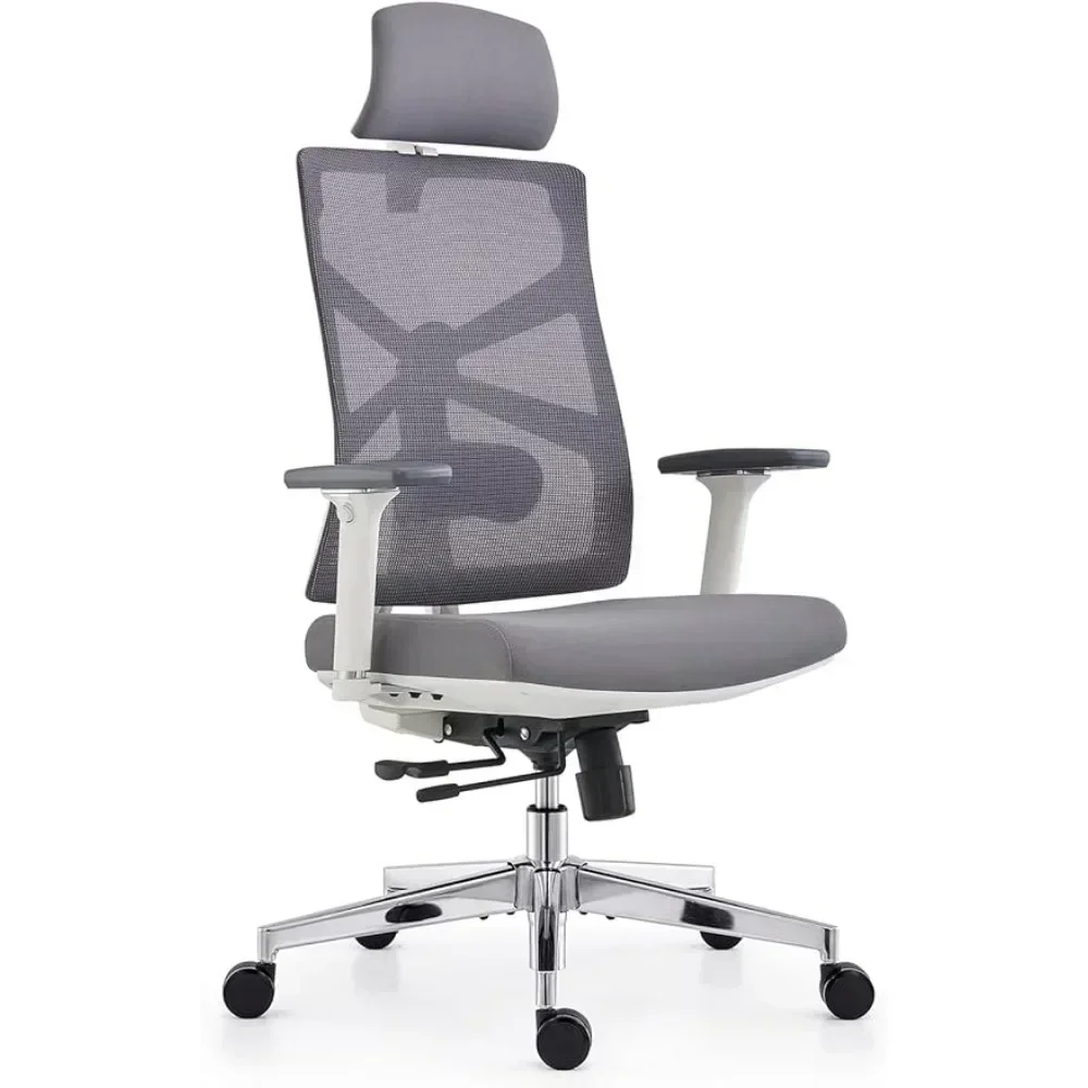 

Swivel Task Chair High Back Computer Desk Chair With 4D Armrests Lumbar Support and 2D Headrest Adjustable Seat Depth White