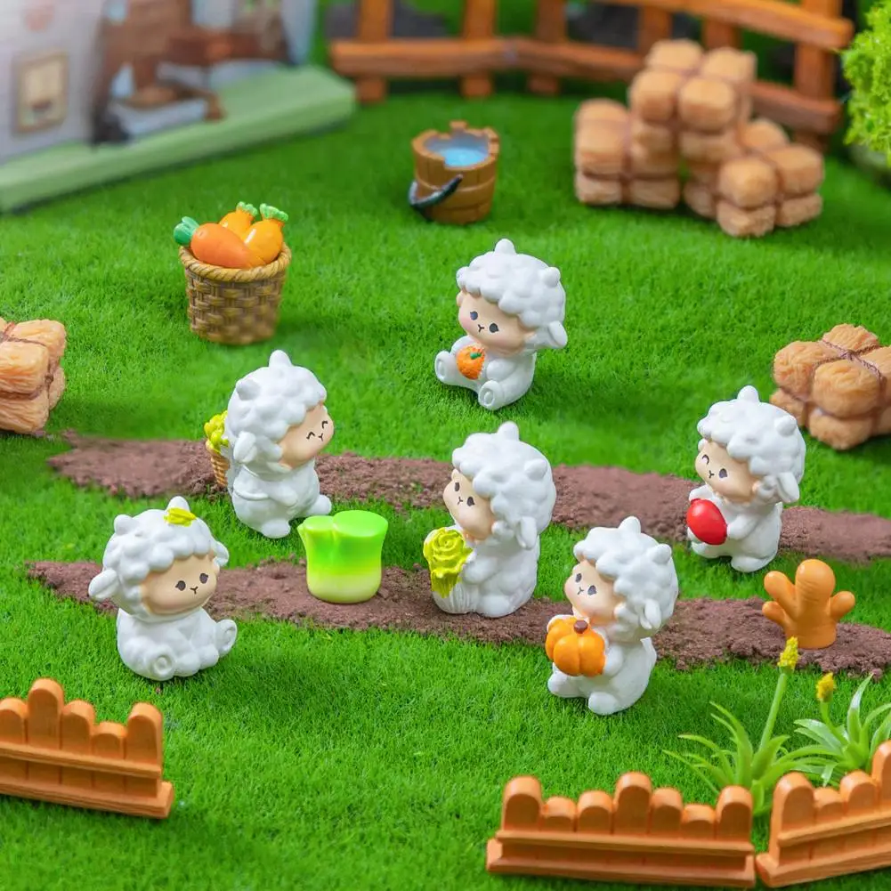 Resin Ornament Diy Mini World Decoration Mini Sheep Figurine Resin Miniature Ornament for Fairy Garden Diy Craft for Micro