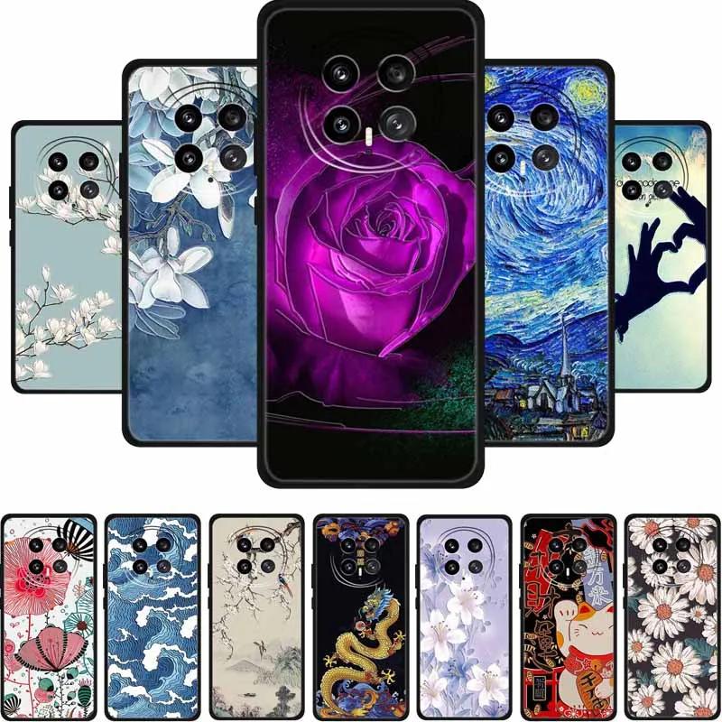 3D Emboss Case For Honor Magic 8 5G Phone Case 8 Pro Flowers Silicone Soft Coque Funda For Honor Magic8 Pro Back Cover Case Bag #1