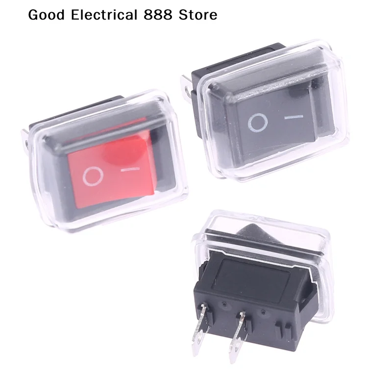 【GE】5Pcs Push Button Mini Switch 2Pin Snap-in On/Off Rocker Switch With Waterproof Cover Black/Red