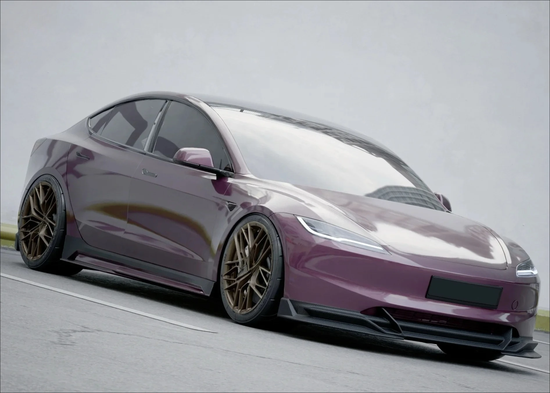 For  New Mode 3 Highland Bodykit Dream Garage 2024New Model 3 Aero Kit Body Accessories Front Lip Rear Diffuser Side Skirts