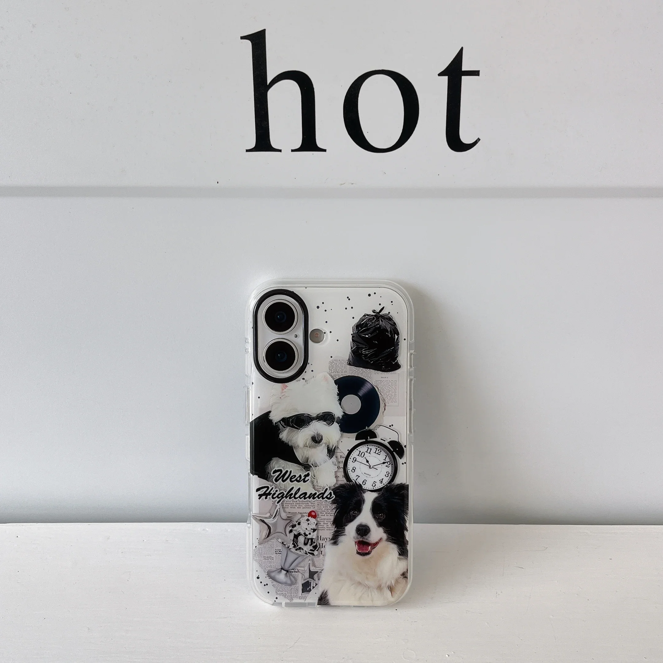 Retro-Stil-Record- und coole Hunde-Handyhülle für iPhone 16, Pro Max 15 14 13, Rückseite, Geschenk