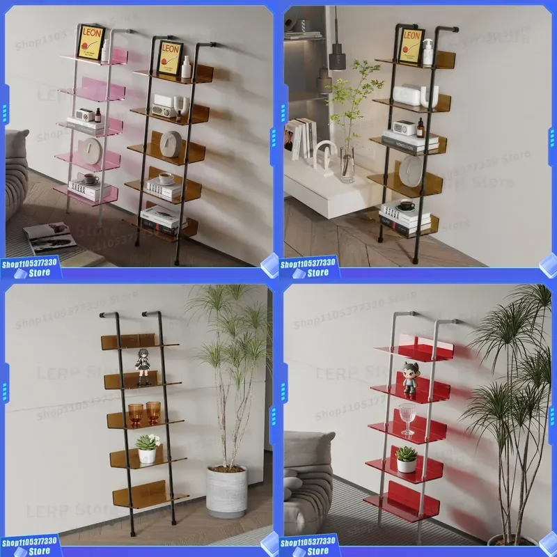Modern Minimalist Wall Mounted Bookshelf Multi Layer Floor Standing Display Rack for CD Disc Storage Dormitory Room Decor Ins