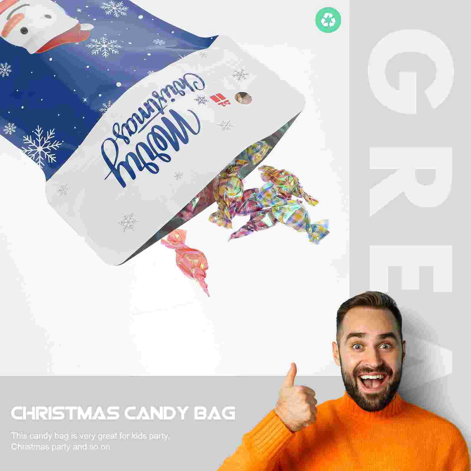 20 Pcs Christmas Candy Bag Bags Xmas Festival Gift Self-supporting Packing White Sock Portable