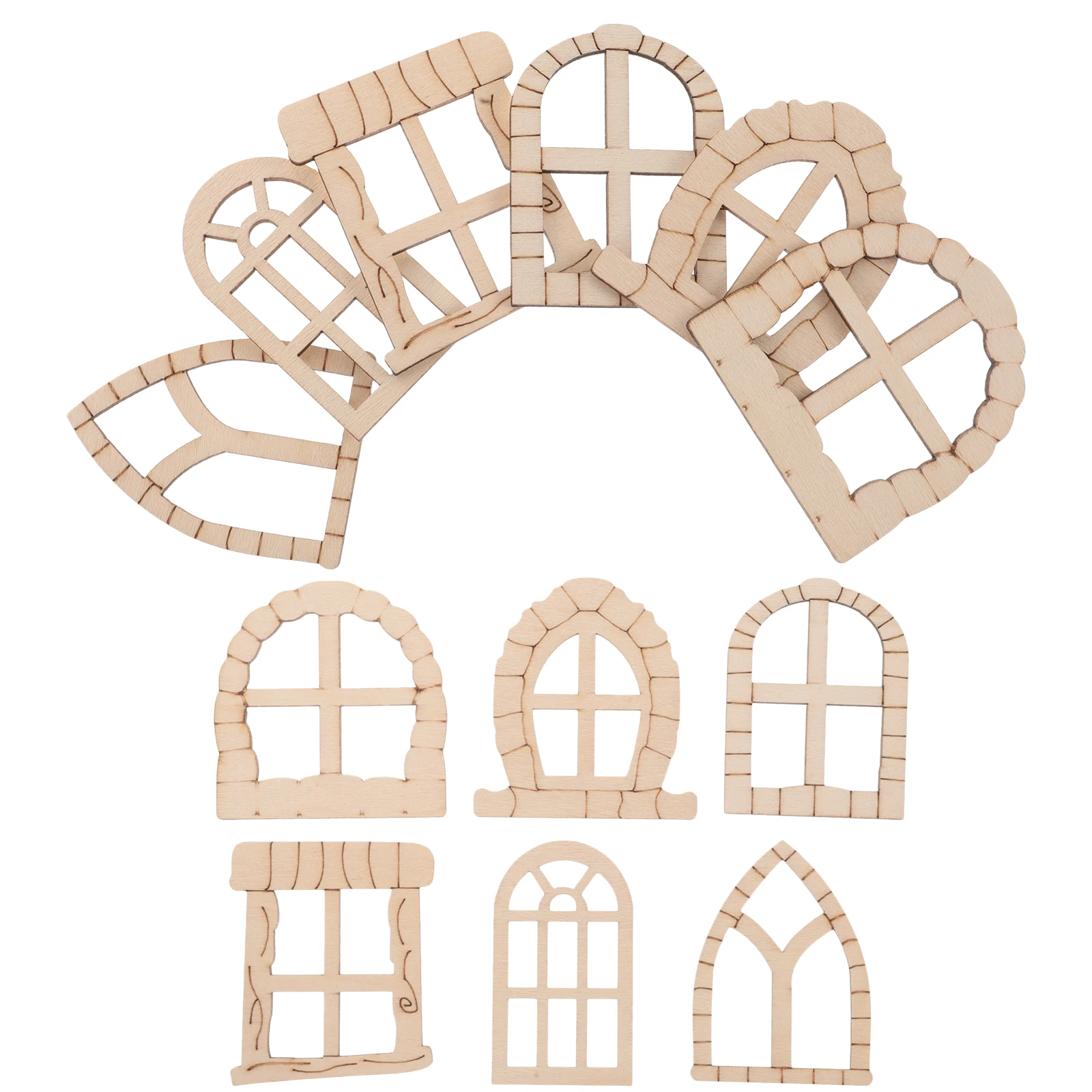 

25Pcs Mini Wooden Windows Set Unfinished DIY Craft for Garden Decor Decoration Small Accessories Bulk Wood Art Supply