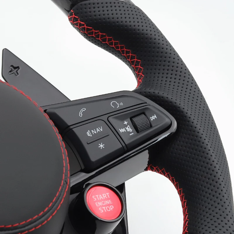 Kierownica karbonowa 2 przyciski START STOP silnika do Audi A3 A4 A5 A6 A7 A8 S3 S4 S5 S6 S7 S8 Q3 Q5 Q7 Q8 R8 RS RS3 RS4 RS5 RS6