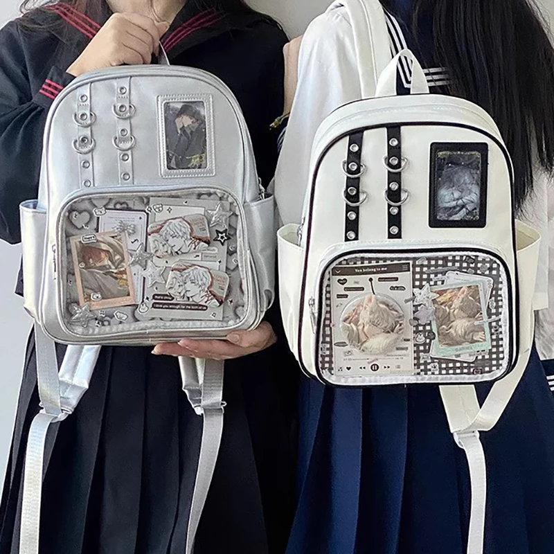 حقيبة ظهر مدرسية شفافة جديدة لعام 2025 بتصميم عملي، حقيبة يد للطلاب للحرم الجامعي، مصنوعة من مادة البولي يوريثان الناعمة، شكل...