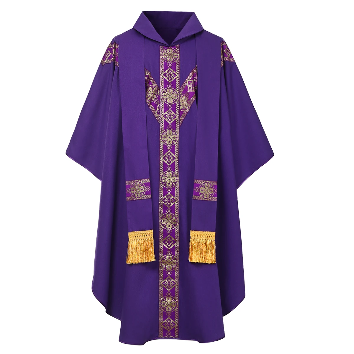 Halloween Priester Chasuble Katholische Kirche Pater Messegewänder Robe mit Quaste Geistlichen Robe – Detail 13